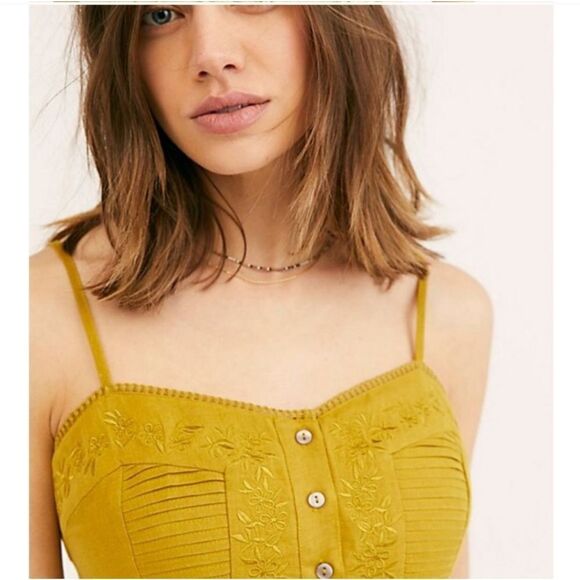 FREE PEOPLE | Fixed on a Feeling Embroidered Green Crop Top Women’s Size X-Large - Picture 2 of 12